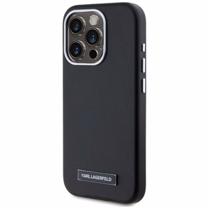 Karl Lagerfeld FW Metal Plate Magnētiskais iPhone 15 Pro Max viedtālruņa apvalks - melns