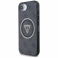 Guess IML Metal Glitter 4G Circle Triangle magnētiskais viedtālruņa apvalks iPhone 16e - melns
