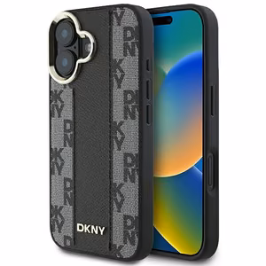 DKNY Rūtainais raksts magnētiskais iPhone 16 viedtālruņa apvalks - melns