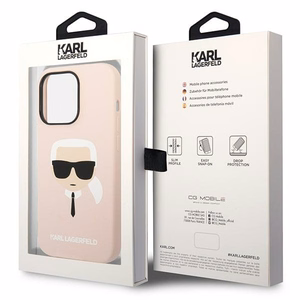 Karl Lagerfeld KLHMP14LSLKHLP iPhone 14 Pro 6.1 "cietais apvalks gaiši rozā / gaiši rozā Silikona Karla Galva Magsafe