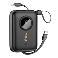 Portatīvais lādētājs Dudao K14 10000mAh ar USB-C / Lightning kabeļiem (melns)