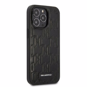 Karl Lagerfeld Monogramma Plāksne apvalks iPhone 13 Pro Max - melns