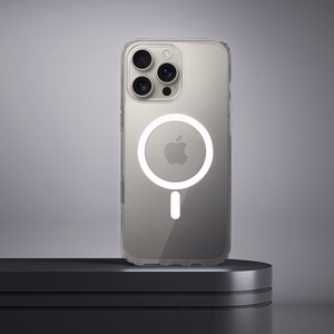 Clear Elite Mag Cover pret dzeltenumu, saderīgs ar kameras vadības pogu un Magnētisko IPHONE 16 PRO MAX caurspīdīgs