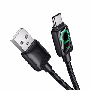 Kabelis ar LCD USB A uz USB C Hoco 3A 1,2 m U146 melns