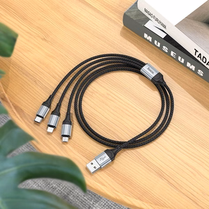 3in1 kabelis USB A uz Lightning / Micro USB / USB C Hoco 2,4A 1 m X102 melns