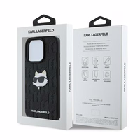 Karl Lagerfeld Monogram Choupette Head Pin viedtālruņa apvalks iPhone 16 Pro - melns