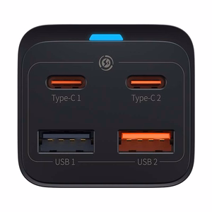 Ātrais lādētājs Baseus GaN3 Pro, 2x USB-C, 2x USB, 65W (melns)
