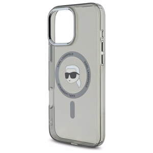 Karl Lagerfeld IML Metal Karl Head Magnētiskais viedtālruņa apvalks iPhone 16 Pro Max - melns