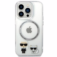 Karl Lagerfeld KLHMP14XHKCT iPhone 14 Pro Max 6.7 "cietais apvalks caurspīdīgs / caurspīdīgs Karl & Choupette alumīnijs Magnētiskais