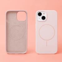 Silikona Īpaši plāns Magnētiskais viedtālruņa apvalks iPhone 14 6,1" gaiši rozā