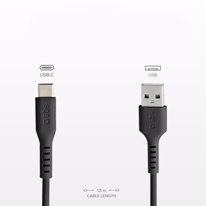 SBS TECABLEMICROC15K USB-A - USB-C kabelis 1,5 m - melns