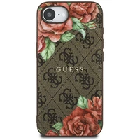 Guess 4G Flowers Print magnētiskais viedtālruņa apvalks iPhone 16e - brūns