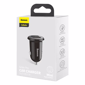 Baseus Grain Pro automašīnas lādētājs 2x USB 4.8 A melns (CCALLP-01)
