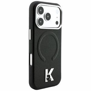 Karl Lagerfeld Grained Embossed Ring & Kameo Logo vāciņš modelim iPhone 18 Pro Max / 17 Pro Max, saderīgs ar MagSafe – melns