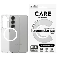 CARE by PanzerGlass Flagship Urban Combat White QI viedtālruņa apvalks Samsung Galaxy S25 - caurspīdīgs