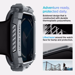Spigen Rugged Armor apvalks Apple Watch 10 46mm pulkstenim - pelēks