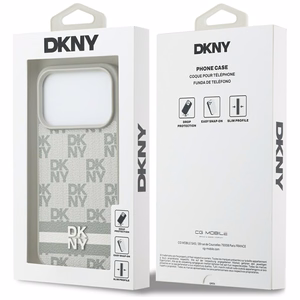 DKNY rūtainais ar drukātām svītrām viedtālruņa apvalks iPhone 17 Pro - bēšs