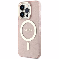 Guess GUHMP14LHCMCGP iPhone 14 Pro 6.1" rozā/rozā cietais apvalks Spīdumi Zelts MagSafe