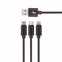 Setty 3in1 kabelis USB - Lightning + USB-C + microUSB 1,0 m 2A KN3W1-01 melns