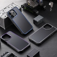 Rock Kevlar sērijas Aramīda šķiedras viedtālruņa apvalks Iphone 15 Pro Max melns