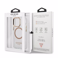 Guess GUHMP13XHTRMD iPhone 13 Pro Max 6.7 "zeltains / zeltains cietais apvalks Metāla kontūra Magnētiskais