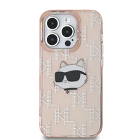 Karl Lagerfeld IML Choupette galvas un monogrammas apvalks iPhone 14 Pro Max - rozā