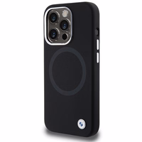 BMW paraksta šķidrais silikons Magnētiskais viedtālruņa apvalks iPhone 15 Pro - melns