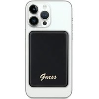 Guess Magnētiskā Metāla Script Logotips indukcijas portatīvais lādētājs 15W 5000mAh - melna