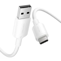 USB 2.0 A uz USB-C 3A kabelis Vention CTQWF 1M (balts)