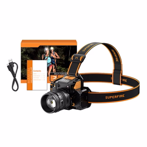 Superfire HL58 galvas lukturis, 350 lm, USB, 3 rezimi, 200m