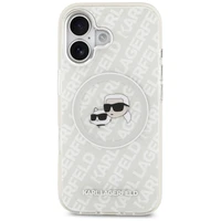 Karl Lagerfeld IML Mirdzošais Karl & Choupette Heads Logo magnētiskais viedtālruņa apvalks iPhone 17 - pelēks