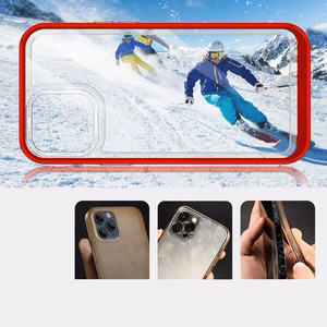  Skaidrs 3in1 vāciņš iPhone 13 Pro ar sarkanā rāmis želejas pārklājums