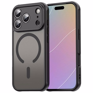 Melns magnētisks matēts PC un TPU vāciņš iPhone 18 Pro / 17 Pro, izturīgs pret kritieniem