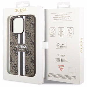 Guess GUHMP14LP4RPSW iPhone 14 Pro 6.1" brūns/brūns cietais apvalks 4G Printed Stripes MagSafe