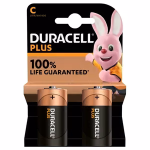 Duracell Plus MN1400 – sārma C baterijas, 2 gab.