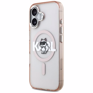 KARL LAGERFELD viedtālruņa apvalks IPHONE 17 ar MagSafe saderīgs (IML Choupette zīmējuma logotipu) - rozā
