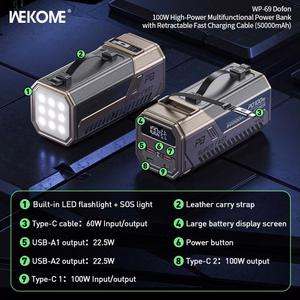 Portatīvais lādētājs WK Design „WP-69“ pelēks 50000mAh (100W)