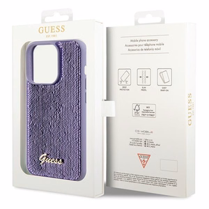 Guess Sequin Script Metal viedtālruņa apvalks iPhone 15 Pro Max - violets