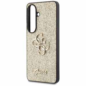Guess maciņš Fixed Glitter Big 4G Metal Logo for Samsung Galaxy S26 zelta