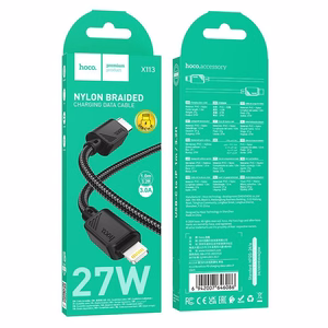 Kabelis USB C uz Lightning Hoco PD 27W 1 m X113 melns