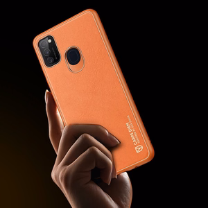 Dux Ducis Yolo elegantais vāciņš no mīksta TPU un PU ādas Samsung Galaxy M30s oranžs