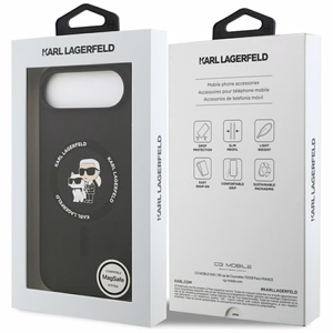 Karl Lagerfeld silikona Karl&Choupette gredzens magnētiskais viedtālruņa apvalks iPhone 17 Air - melns