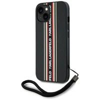 Karl Lagerfeld Saffiano Athleisure Stripes Cord viedtālruņa apvalks iPhone 15 - sarkans
