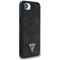Guess Grained Hot Stamp Peony Triangle Logo magnētiskais viedtālruņa apvalks iPhone 16e - melns