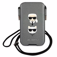 Karl Lagerfeld Saffiano Ikonik Karl&Choupette Head 6.7'' Soma - pelēka