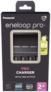 Panasonic Eneloop BQ-CC65E / 5206500 – viedais 1–4 AA/AAA akumulatoru lādētājs ar LCD ekrānu un USB izeju