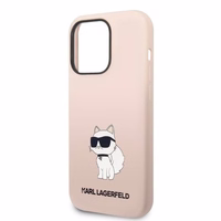 Karl Lagerfeld Silicone Choupette viedtālruņa apvalks iPhone 14 Pro Max - rozā