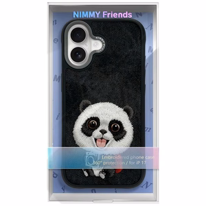 Nimmy Big Eyed Pet 2.0 pandas viedtālruņa apvalks iPhone 17 - melns
