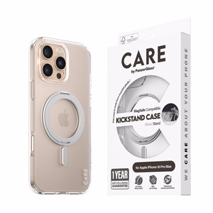 CARE by PanzerGlass Funkcionālais viedtālruņa apvalks ar statīvu iPhone 16 Pro Max 6.9" sudraba/sudraba Magnētiskais 1328