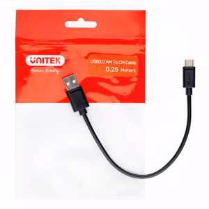 UNITEK USB-A — USB-C kabelis 25CM, Y-C480BK